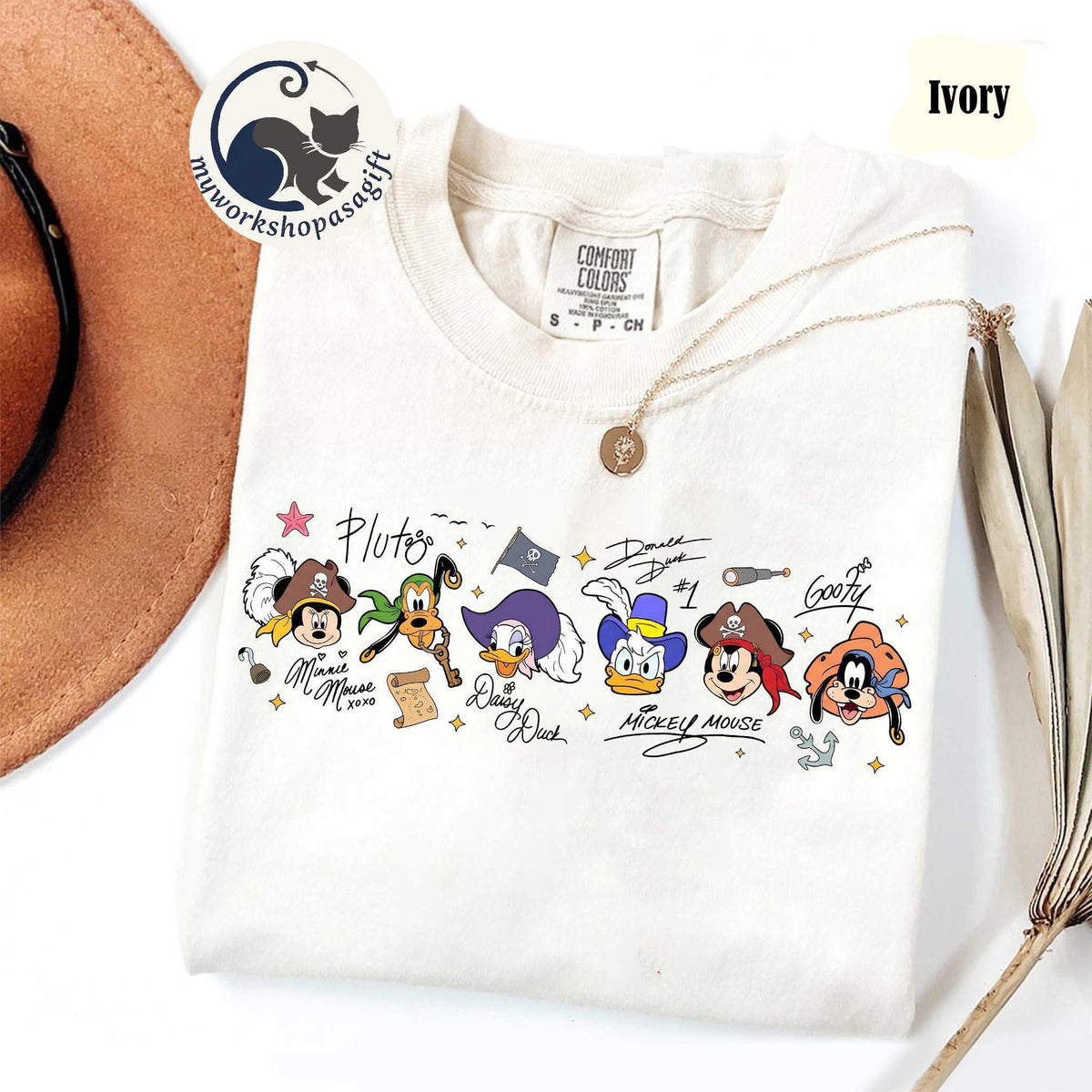 Disney Pirates Mickey & Friends Signatures — Gildan Hoodie fan art by Snagva (2)