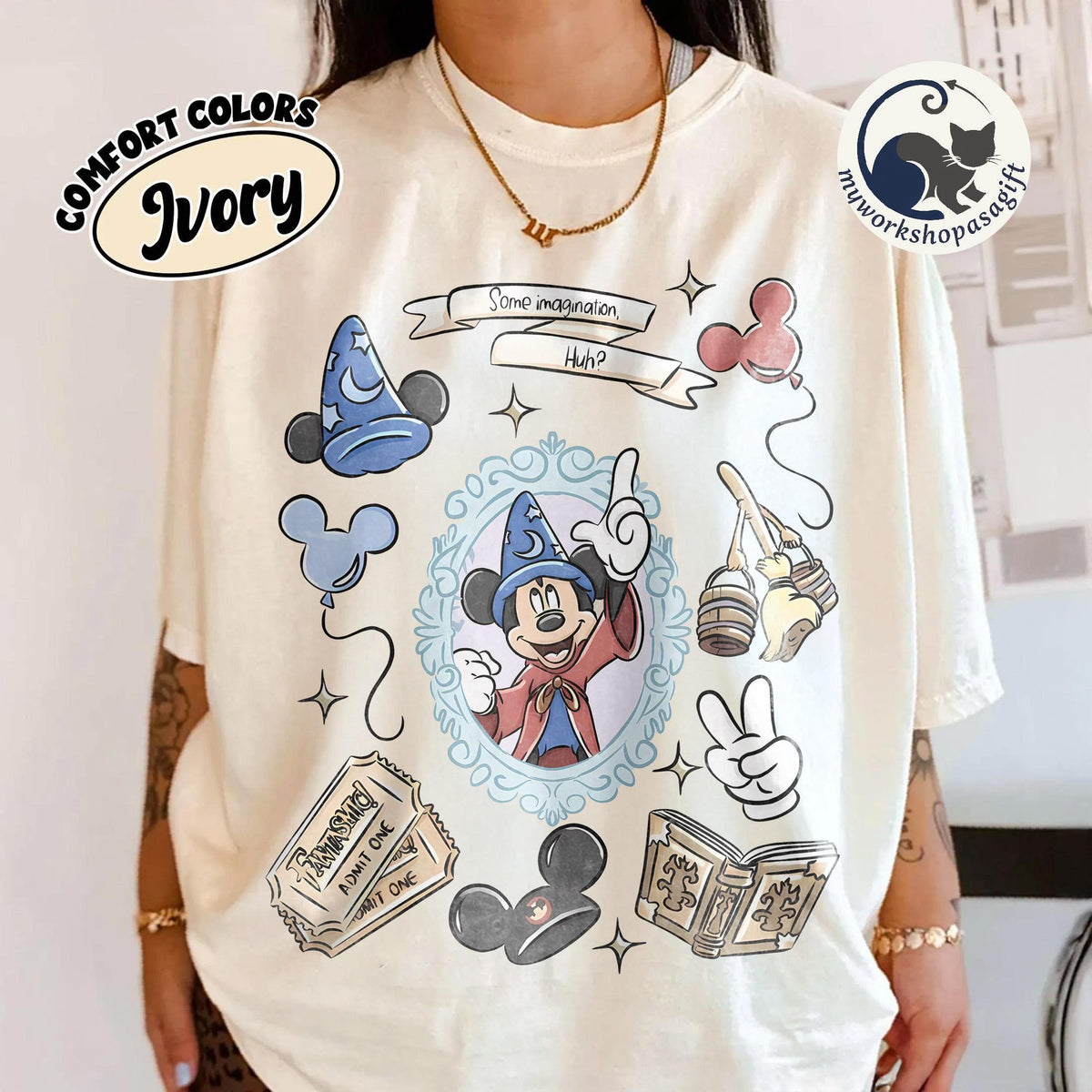 Comfort Colors Sorcerer Mickey Fantasia Shirts — Bella+Canvas Tee fan art by Snagva (2)