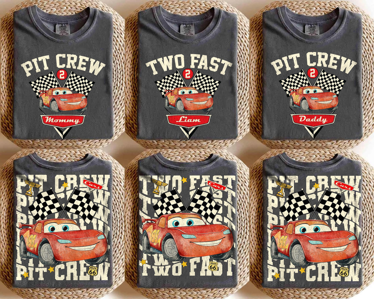 Custom Birthday Two Fast Pit Crew Lightning McQueen Shirts — Gildan Hoodie fan art by Snagva