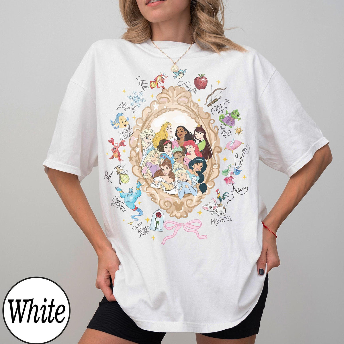 Retro Coquette Bows Watercolor Disney Princess — Bella+Canvas Tee fan art by Snagva