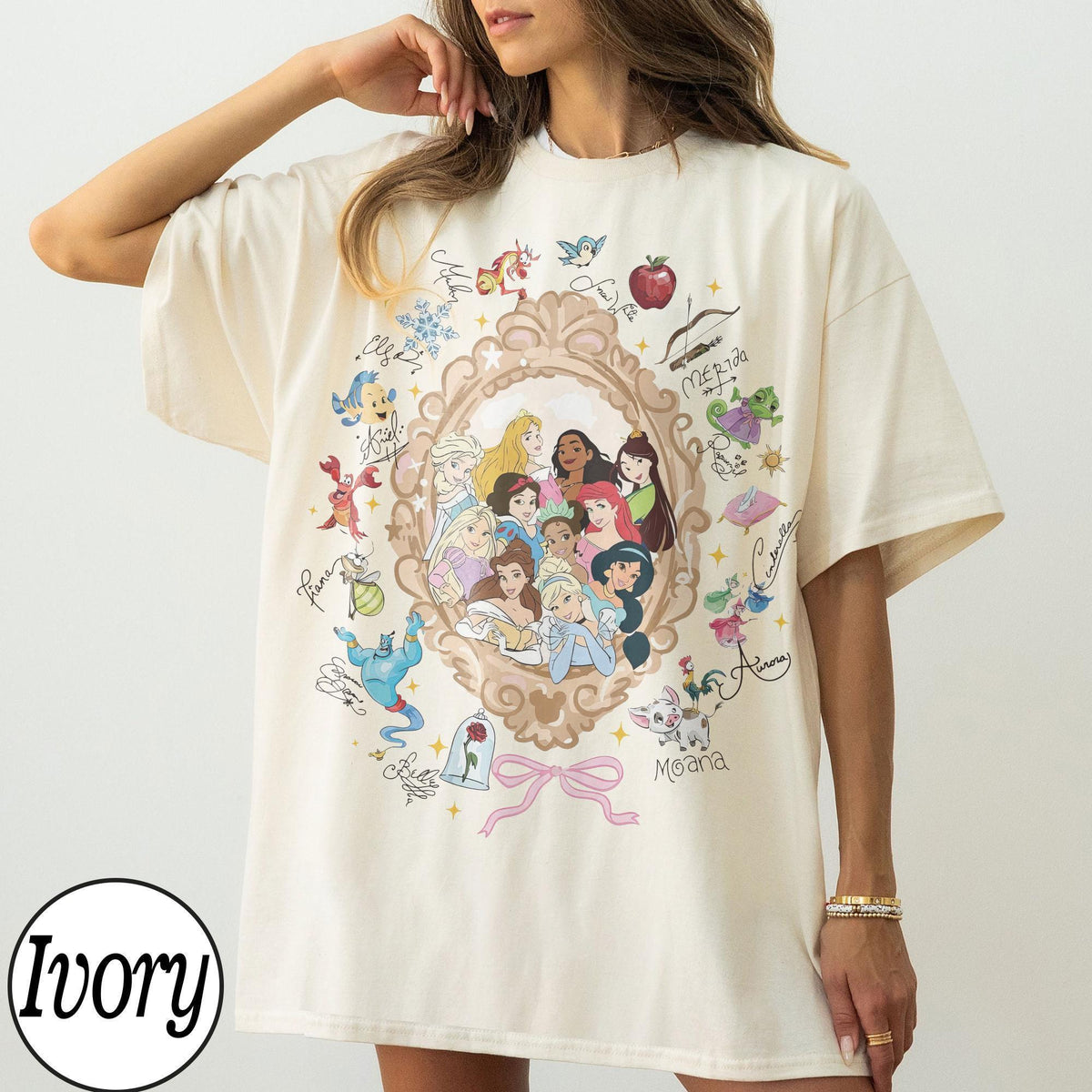 Retro Coquette Bows Watercolor Disney Princess — Gildan Hoodie fan art by Snagva (3)