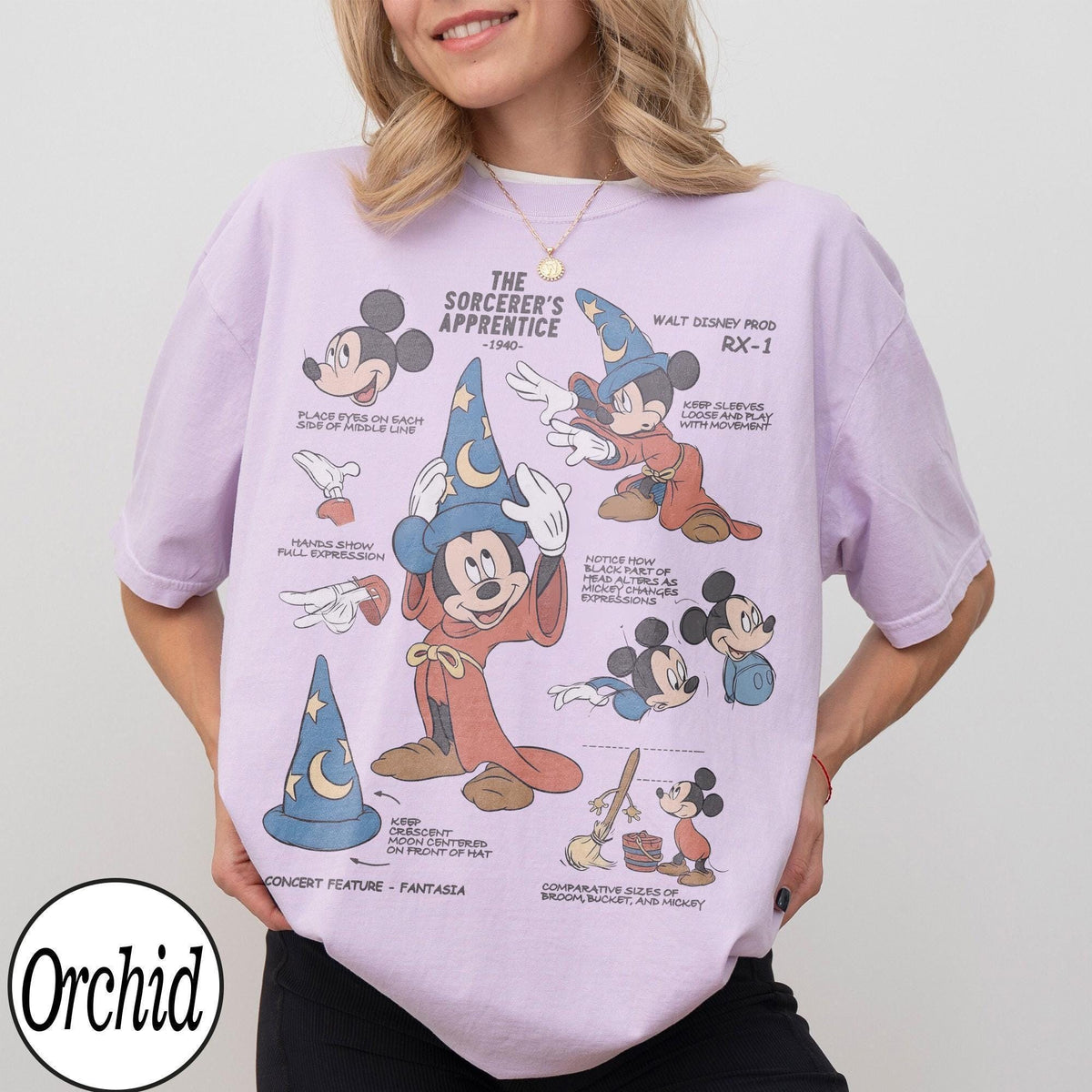 Retro Disney The Sorcerers Apprentice Fantasia Mickey Sketch — Gildan Sweatshirt fan art by Snagva (3)