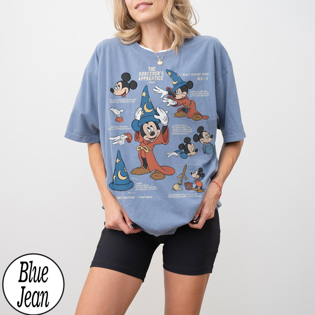 Retro Disney The Sorcerers Apprentice Fantasia Mickey Sketch — Bella+Canvas Tee fan art by Snagva (4)
