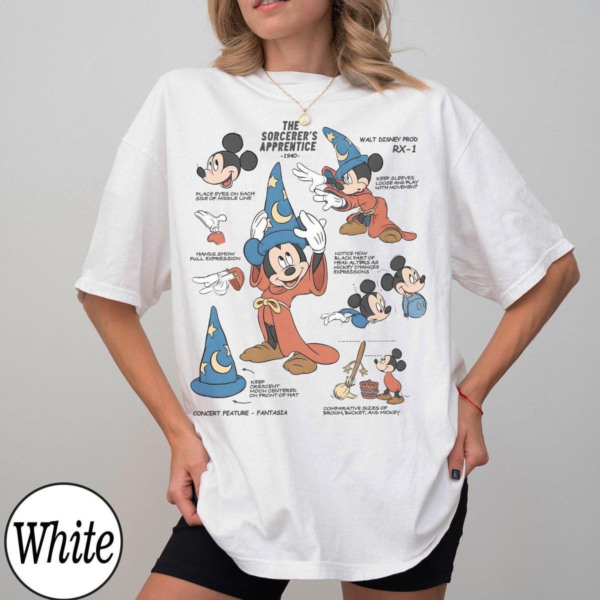 Retro Disney The Sorcerers Apprentice Fantasia Mickey Sketch — Comfort Colors Tee fan art by Snagva (5)