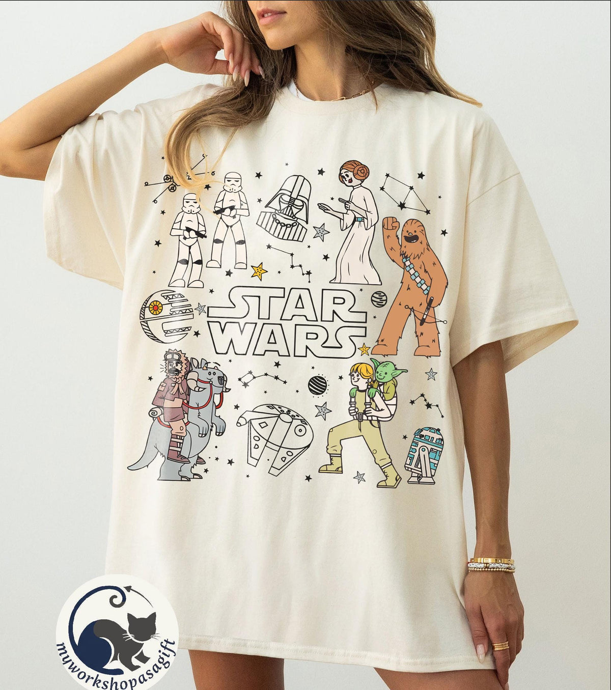 Star Wars Characters Group Shot Constellation Doodles — Gildan Sweatshirt fan art by Snagva (3)