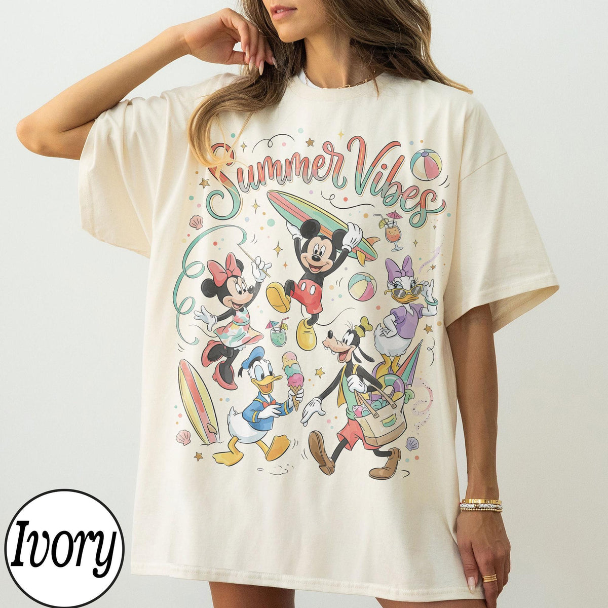 Retro Disney Summer Vibes — Bella+Canvas Tee fan art by Snagva