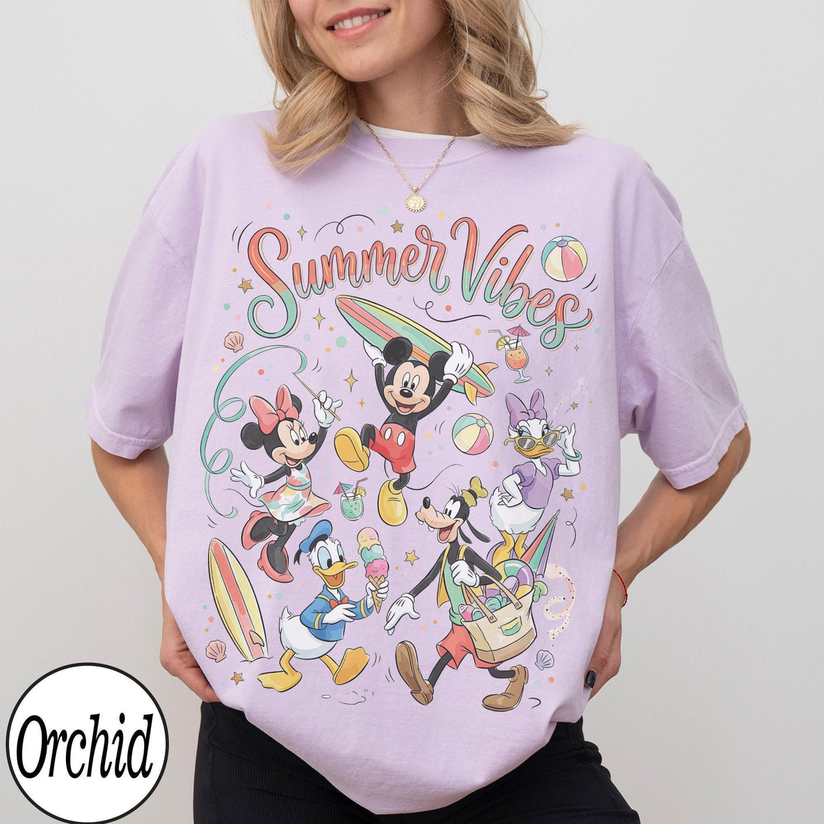 Retro Disney Summer Vibes — Bella+Canvas Tee fan art by Snagva (3)