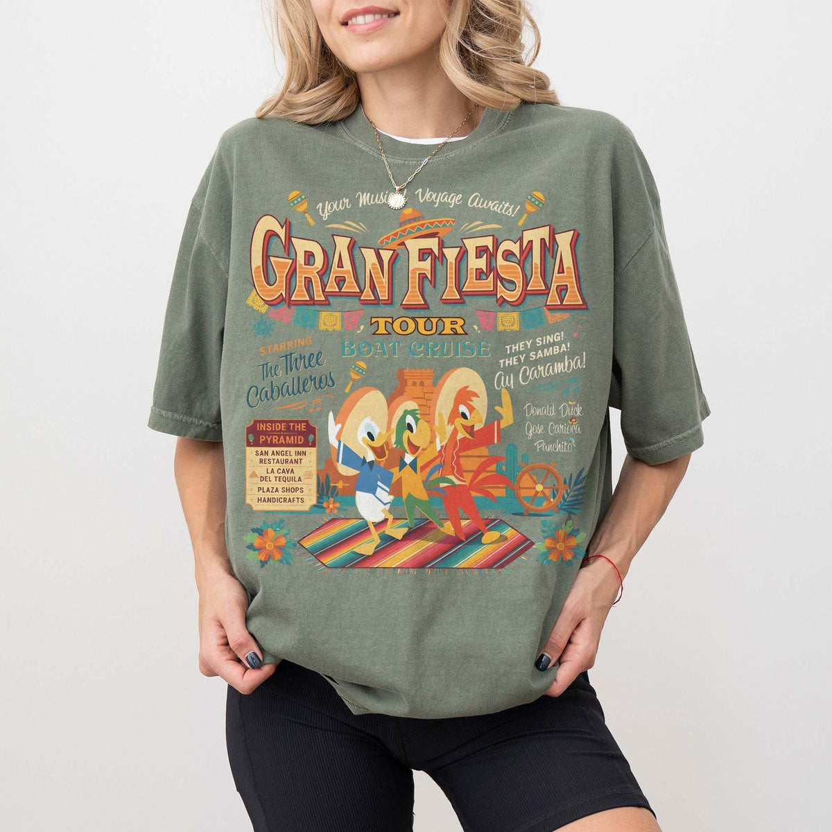 Retro The Three Caballeros Gran Fiesta Tour Boat Cruise Comf — Bella+Canvas Tee fan art by Snagva (3)