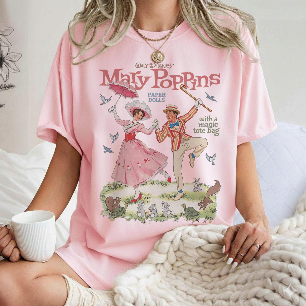 Comfort Colors Watercolor Walt Disney Mary Poppins and Bert  — Bella+Canvas Tee fan art by Snagva