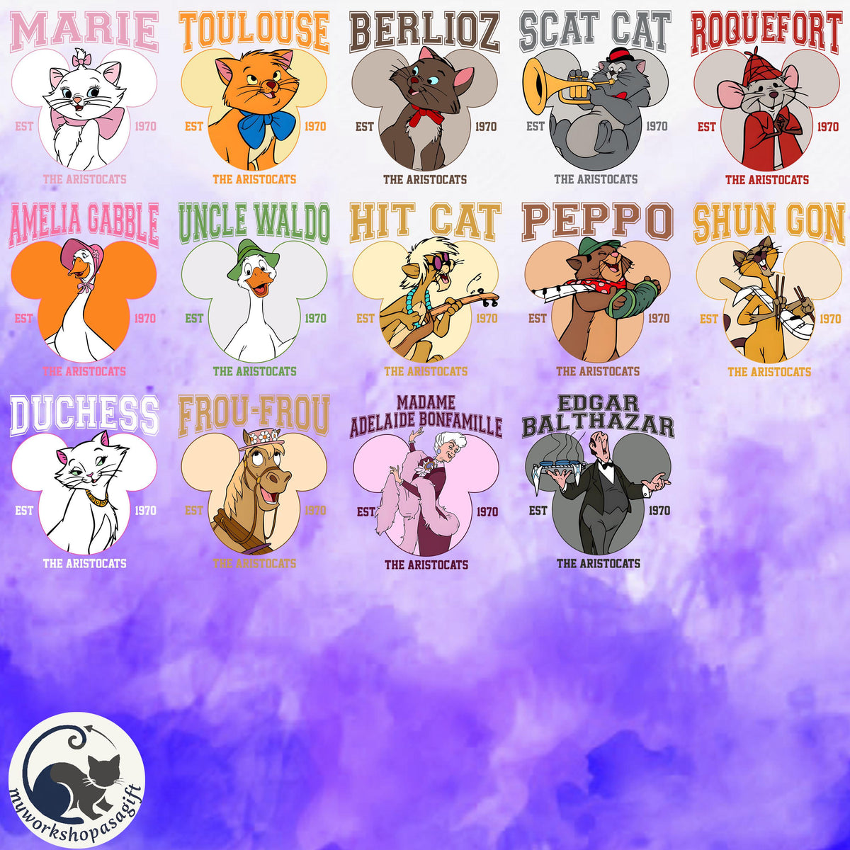 Retro Disney The Aristocats Est 1970 Marie Duchess Berlioz T — Comfort Colors Tee fan art by Snagva (2)