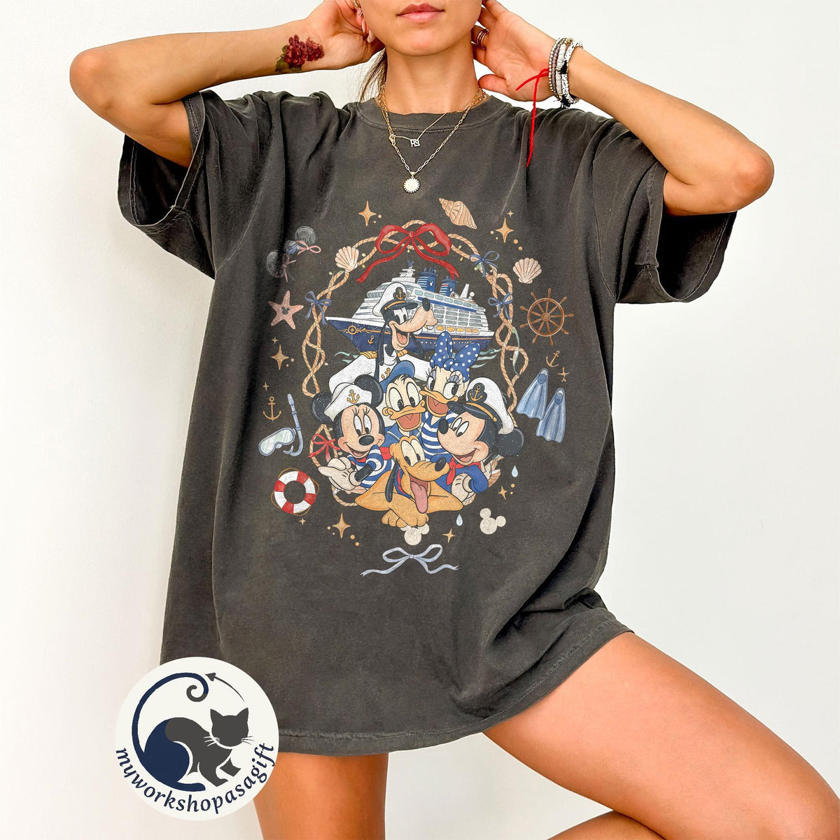 Retro Coquette Mickey and Friends Cruise — Bella+Canvas Tee fan art by Snagva