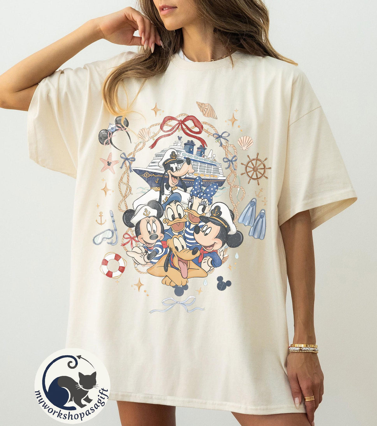 Retro Coquette Mickey and Friends Cruise — Gildan Sweatshirt fan art by Snagva (2)