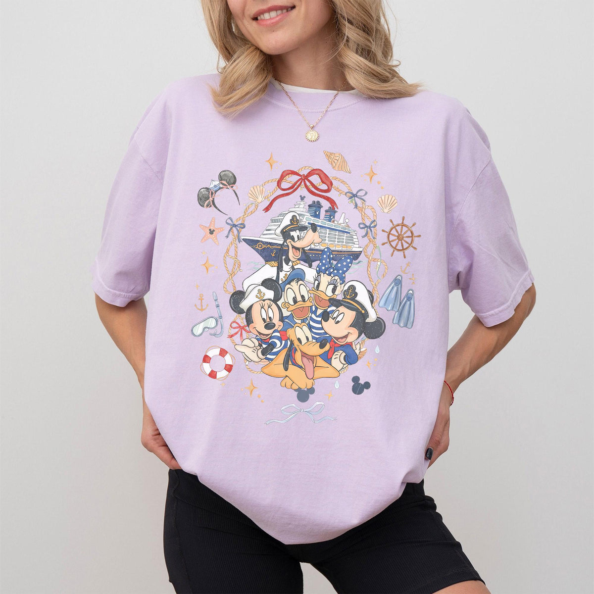 Retro Coquette Mickey and Friends Cruise — Bella+Canvas Tee fan art by Snagva (3)