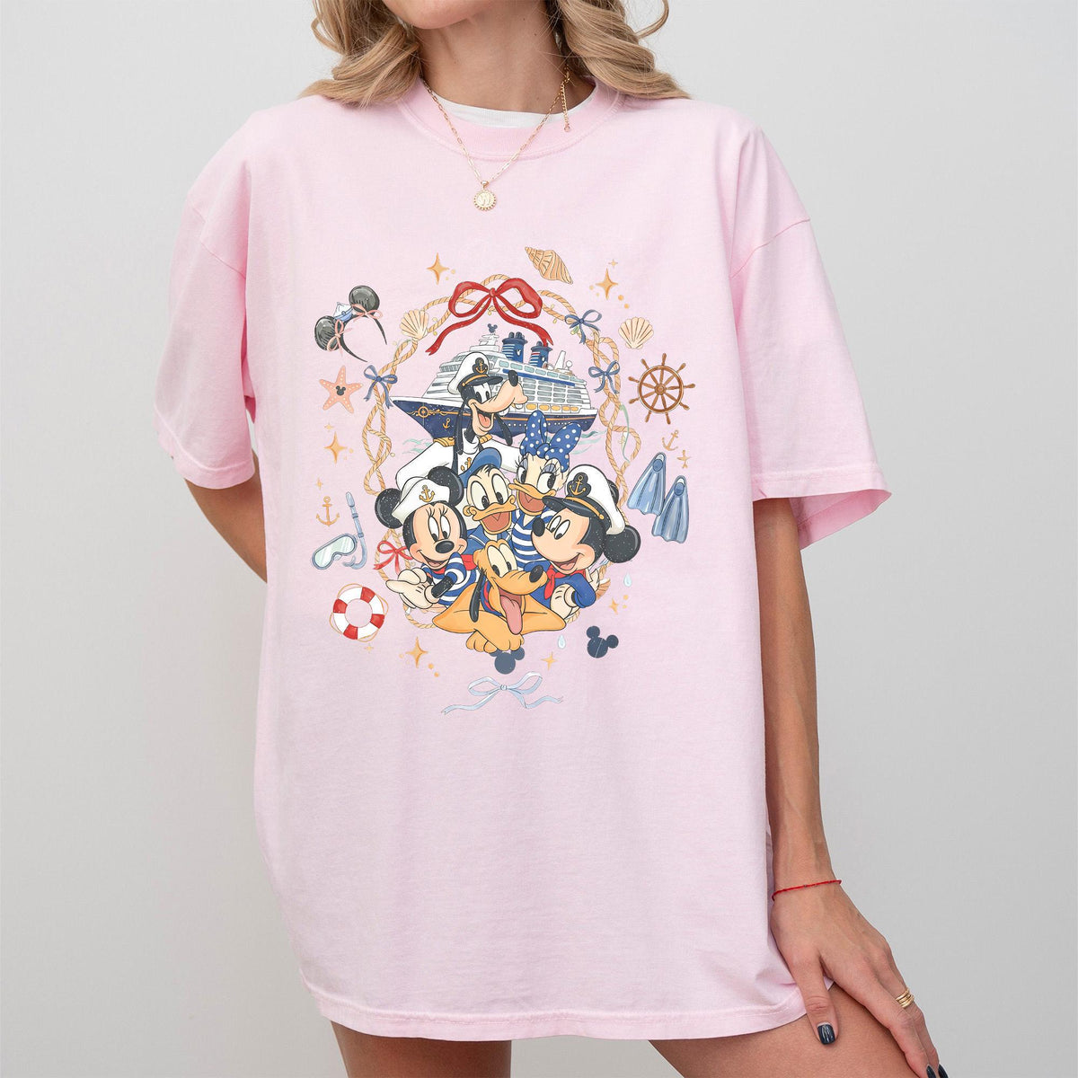 Retro Coquette Mickey and Friends Cruise — Bella+Canvas Tee fan art by Snagva (5)