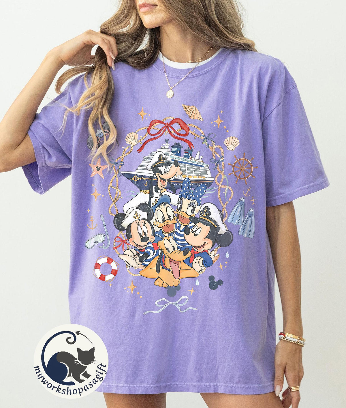 Retro Coquette Mickey and Friends Cruise — Gildan Sweatshirt fan art by Snagva (6)