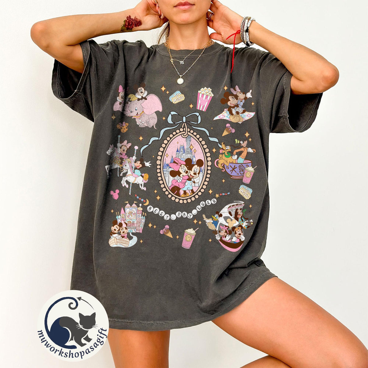 Retro Coquette Bows Mickey and Minnie — Comfort Colors Tee fan art by Snagva