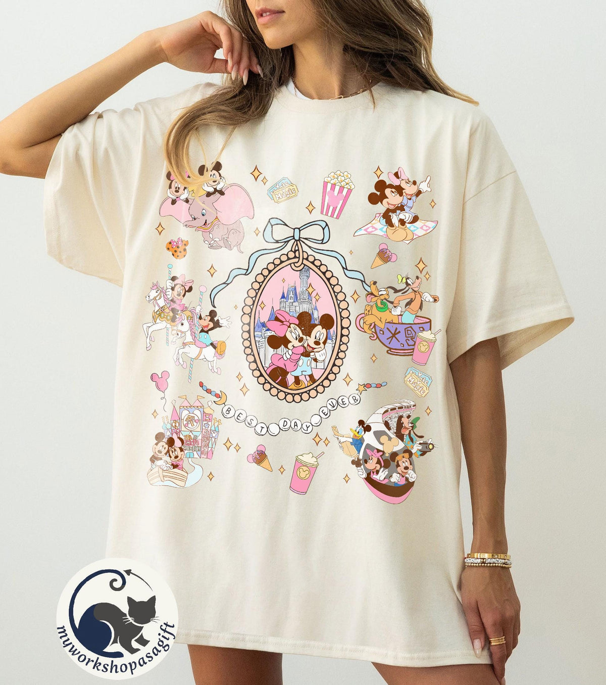 Retro Coquette Bows Mickey and Minnie — Comfort Colors Tee fan art by Snagva (2)