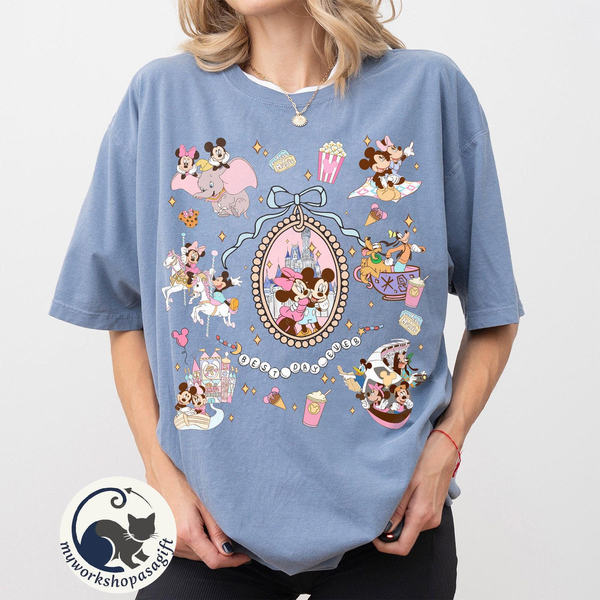 Retro Coquette Bows Mickey and Minnie — Gildan Hoodie fan art by Snagva (5)