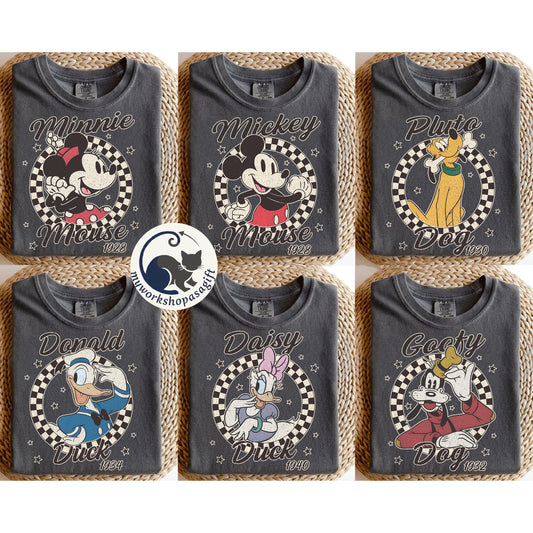 Retro Checkered Disney — Gildan Sweatshirt