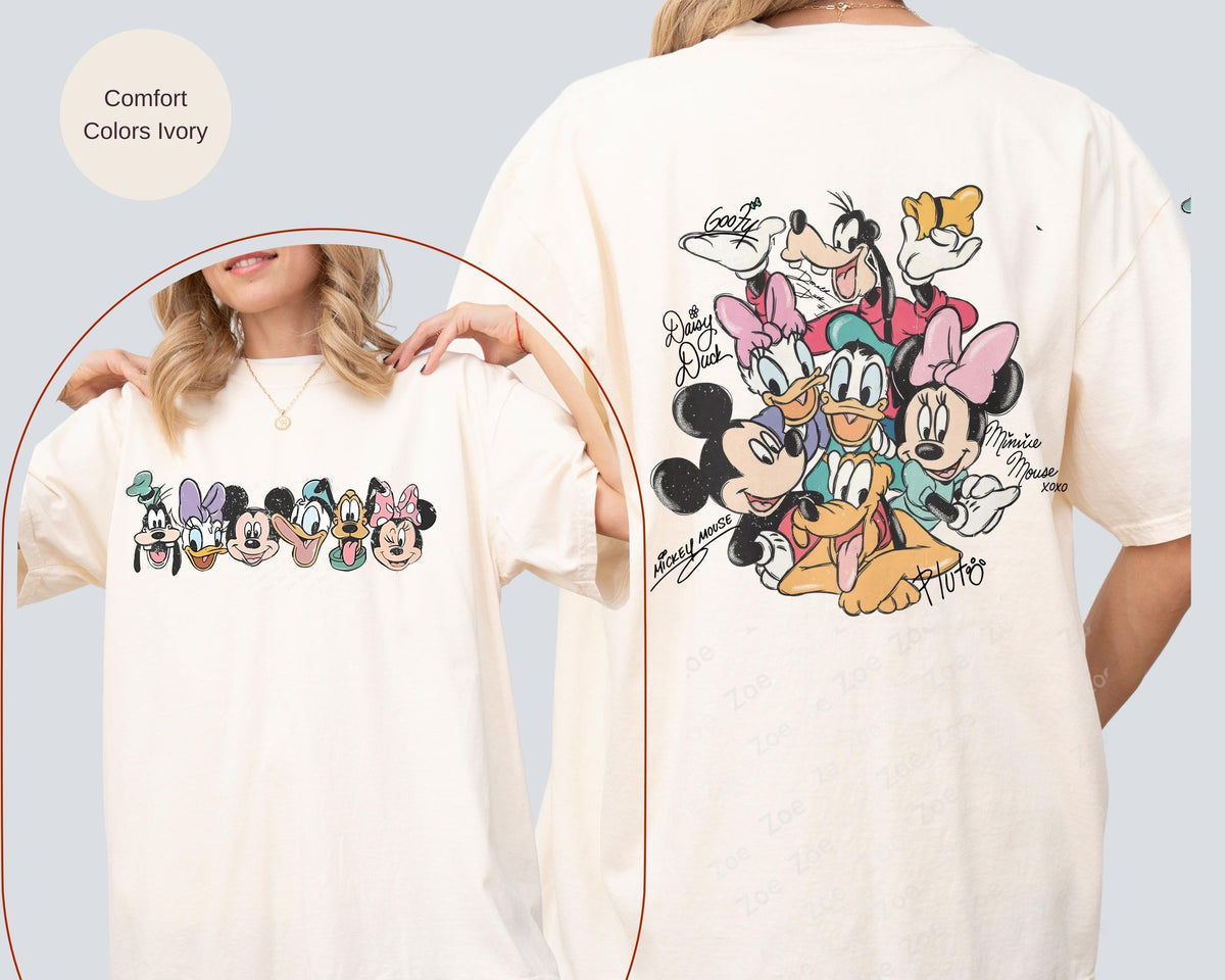 Retro Mickey and Friends Signatures — Bella+Canvas Tee fan art by Snagva (2)