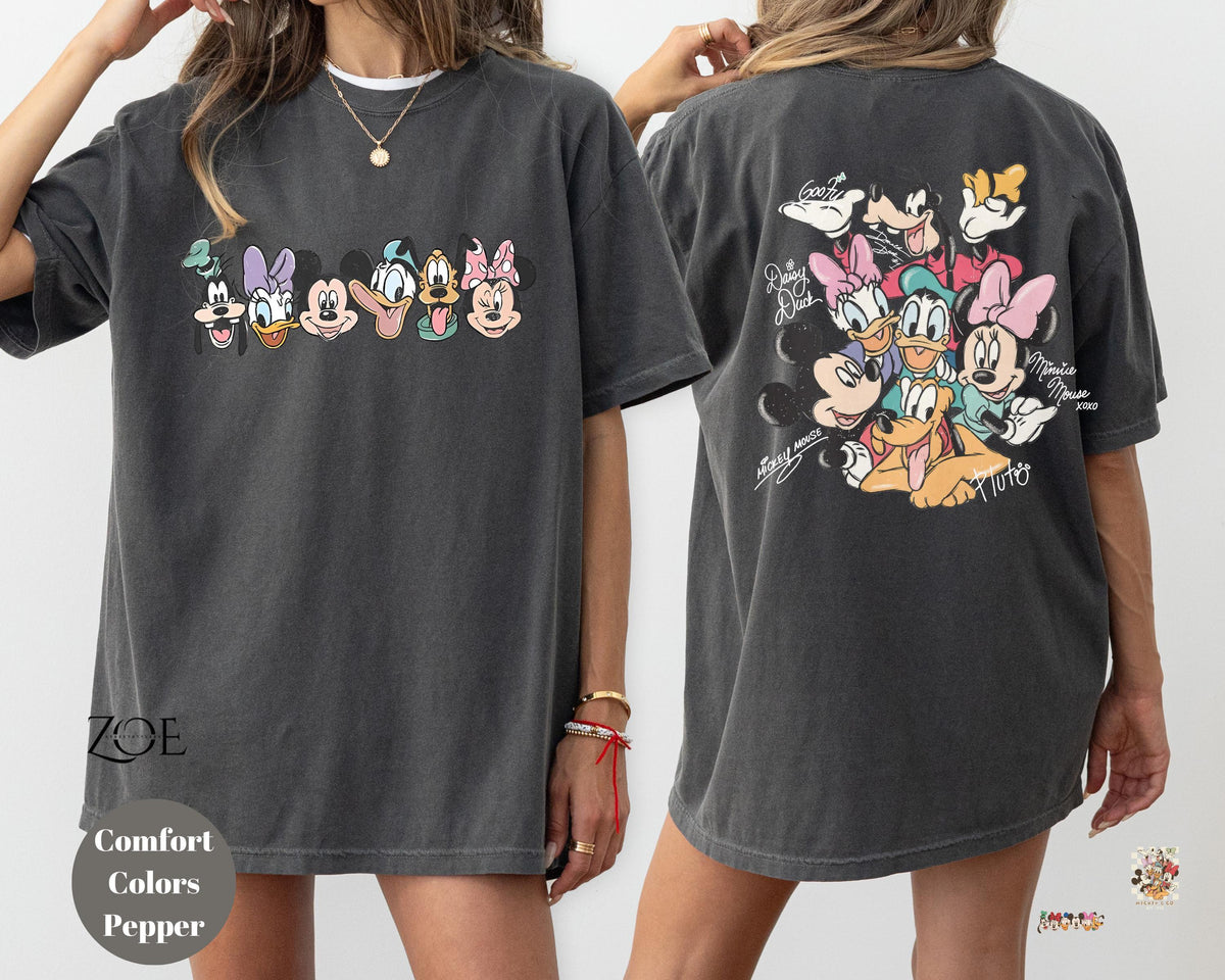 Retro Mickey and Friends Signatures — Bella+Canvas Tee fan art by Snagva (4)
