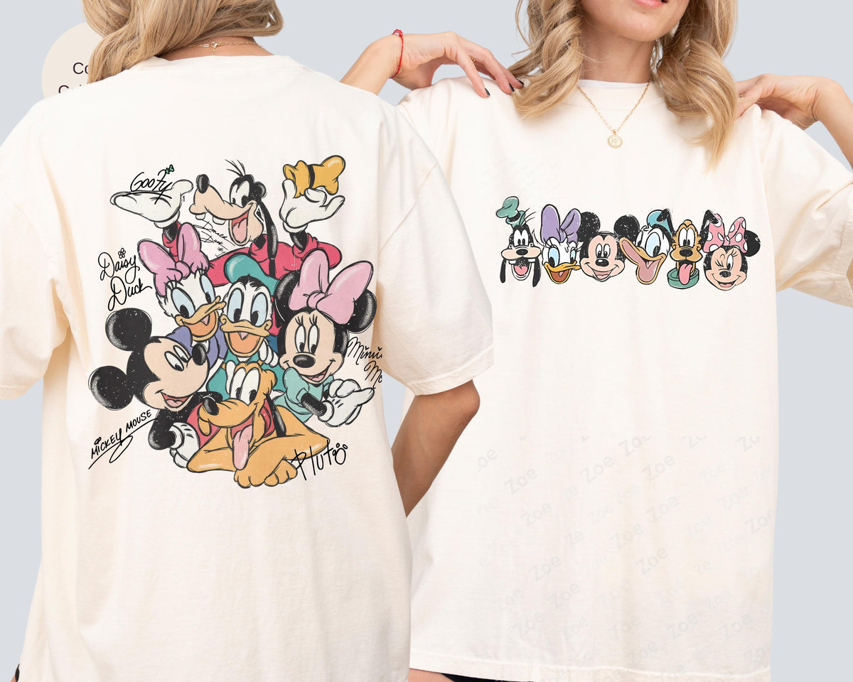 Retro Mickey and Friends Signatures — Bella+Canvas Tee fan art by Snagva (5)