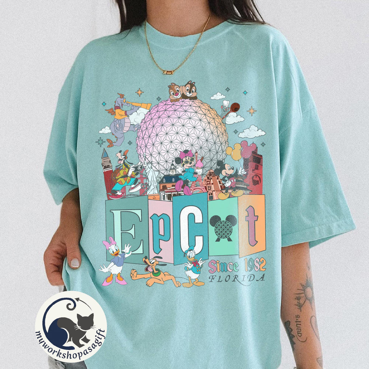 Mickey Friends Epcot World Tour Comfort Colors Shirt Since 1 — Gildan Hoodie fan art by Snagva (5)