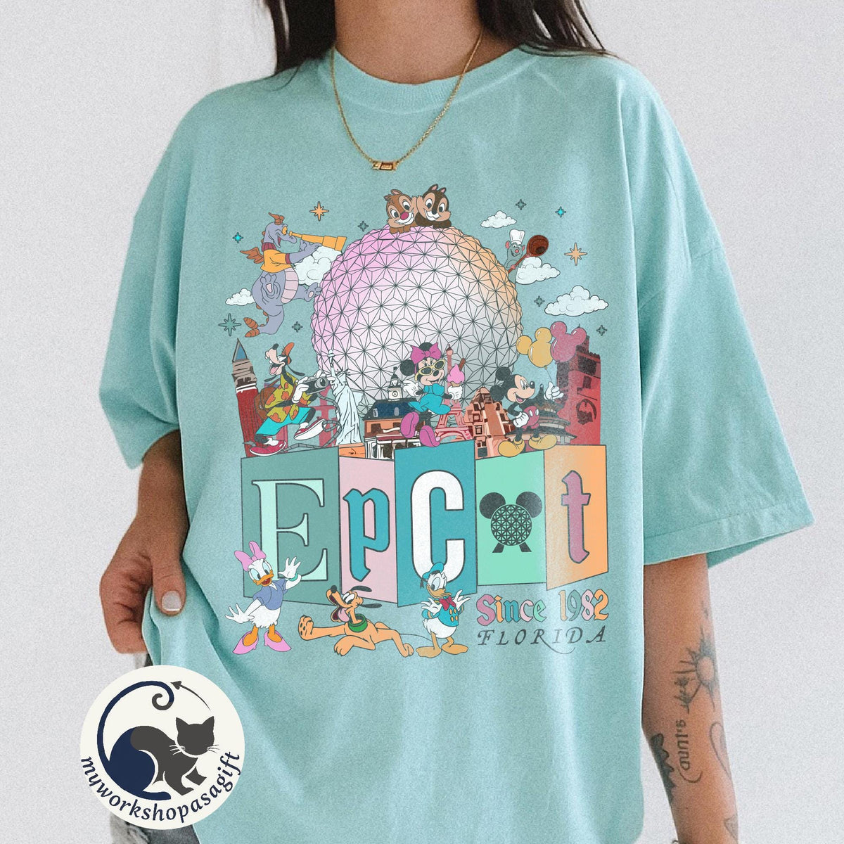 Mickey Friends Epcot World Tour Comfort Colors Shirt Since 1 — Gildan Sweatshirt fan art by Snagva (5)