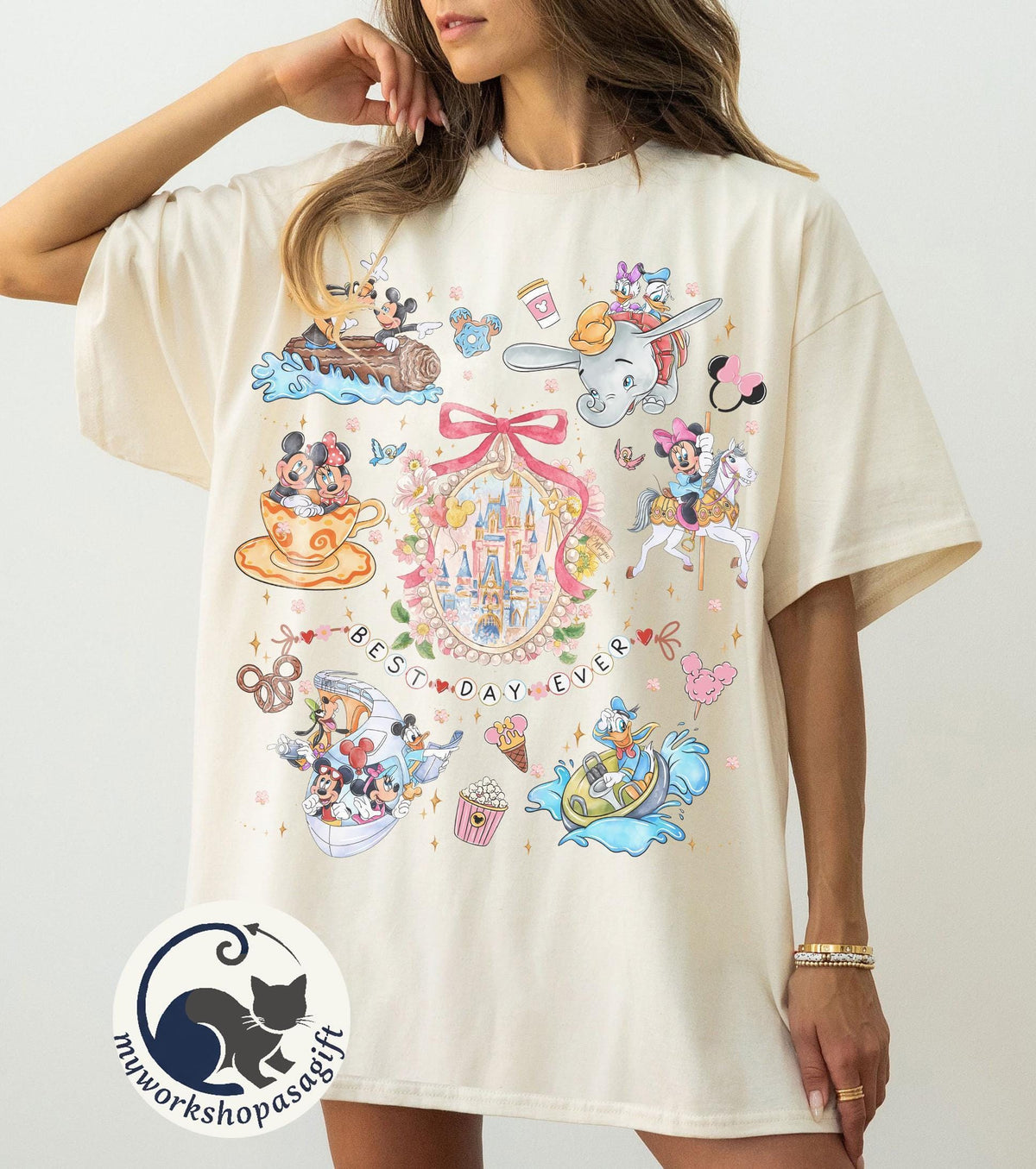 Coquette bow Disney Best Day Ever — Gildan Hoodie fan art by Snagva (2)