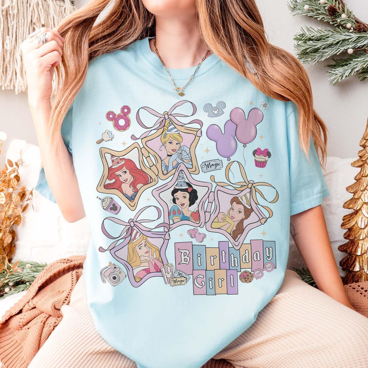 Coquette Bows Disney Princess Birthday Comfort Colors — Bella+Canvas Tee fan art by Snagva (2)