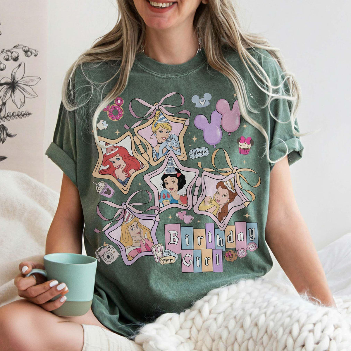 Coquette Bows Disney Princess Birthday Comfort Colors — Bella+Canvas Tee fan art by Snagva (6)
