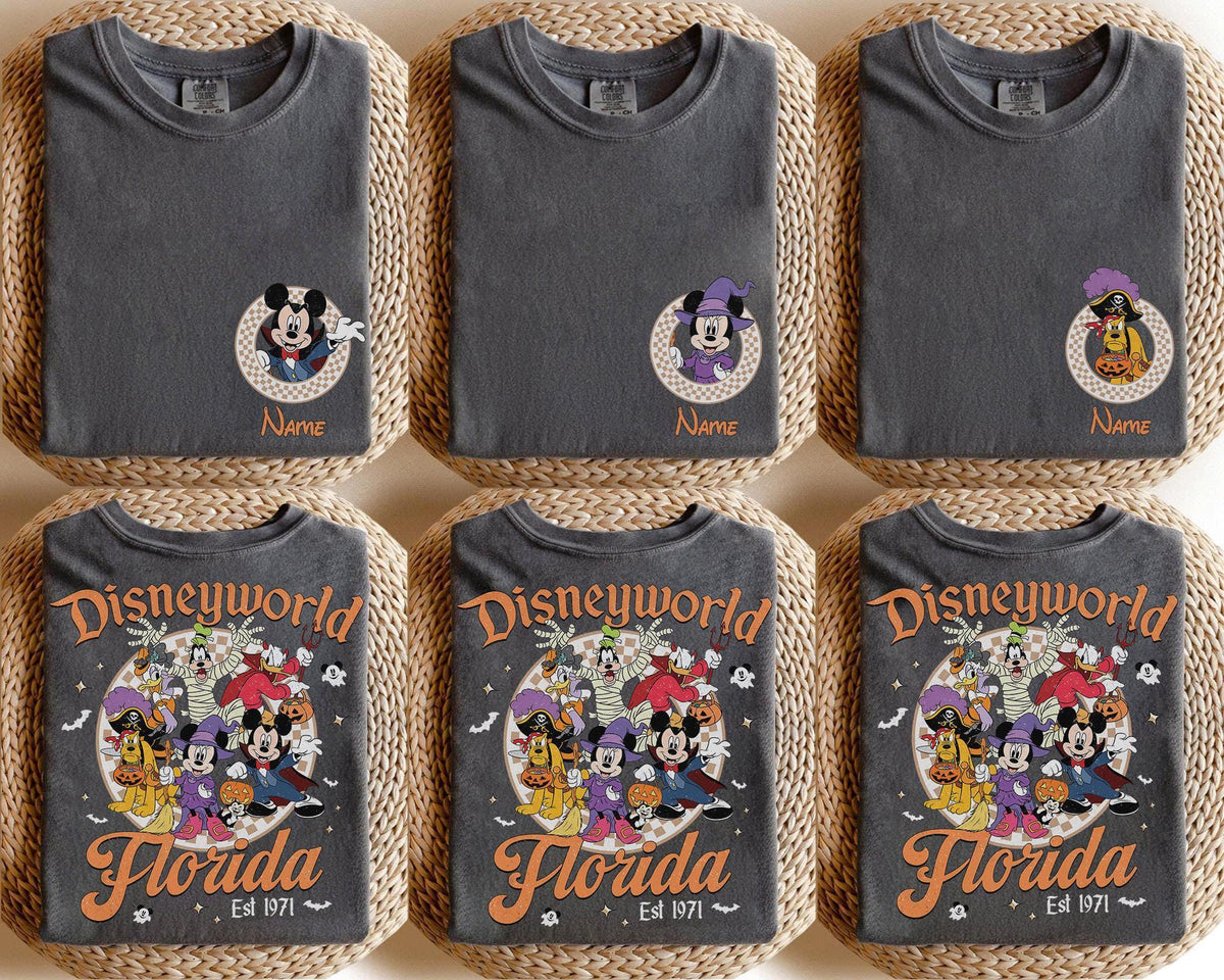 Custom Disneyworld Mickey Friends Halloween — Bella+Canvas Tee fan art by Snagva