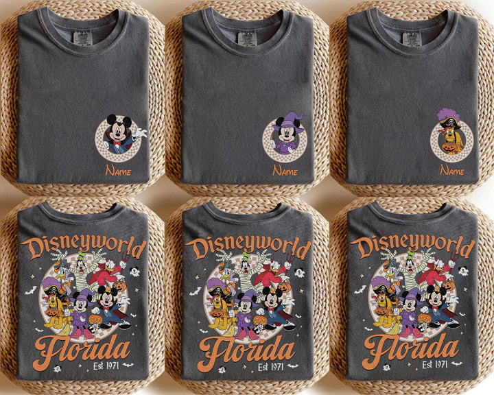 Custom Disneyworld Mickey Friends Halloween — Bella+Canvas Tee fan art by Snagva