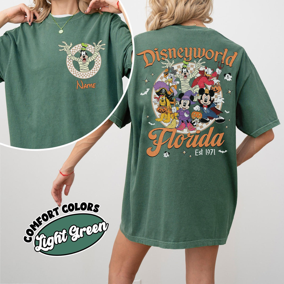 Custom Disneyworld Mickey Friends Halloween — Bella+Canvas Tee fan art by Snagva (6)