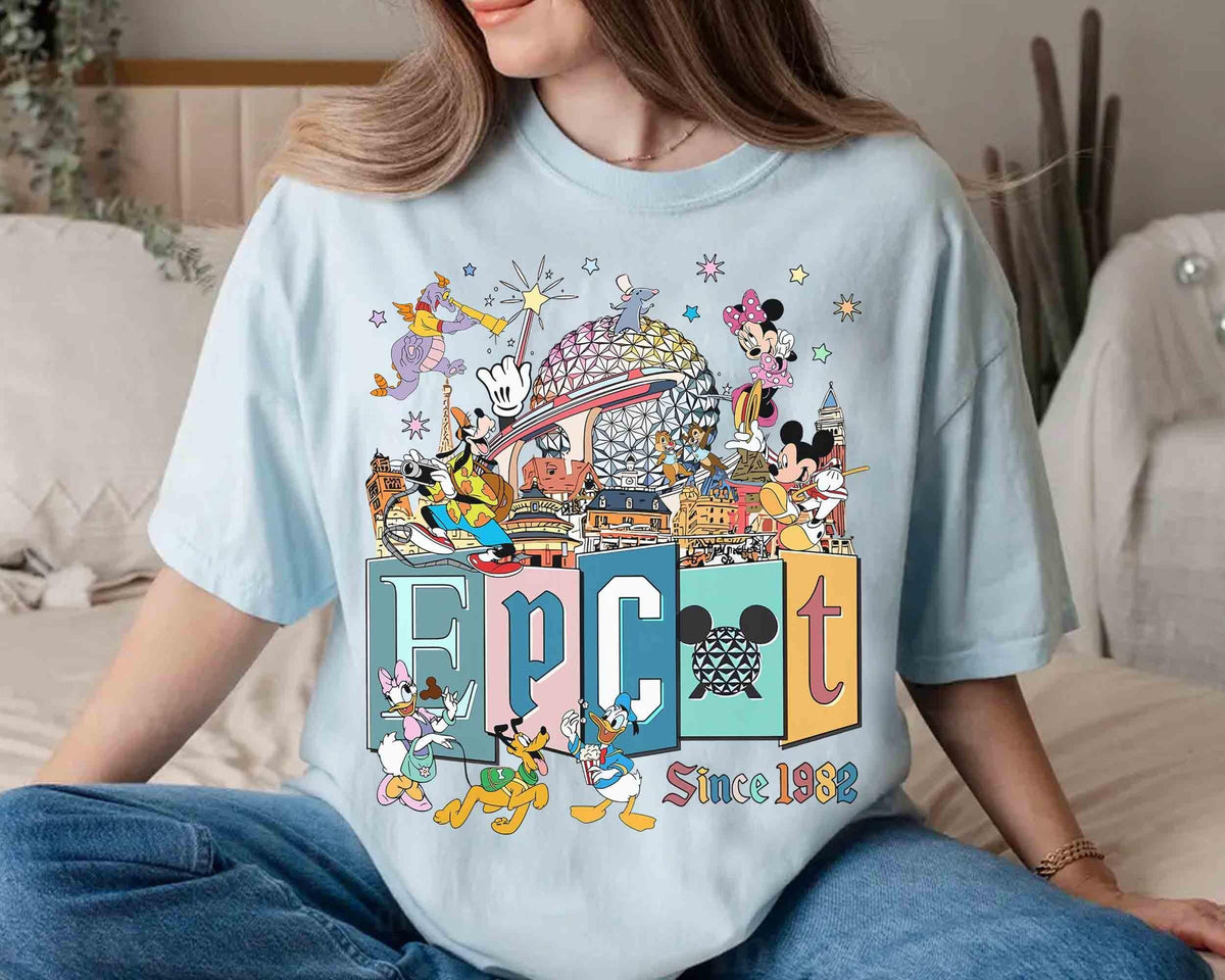 Comfort Colors Epcot Mickey Friends Since 1982 Tour — Bella+Canvas Tee fan art by Snagva