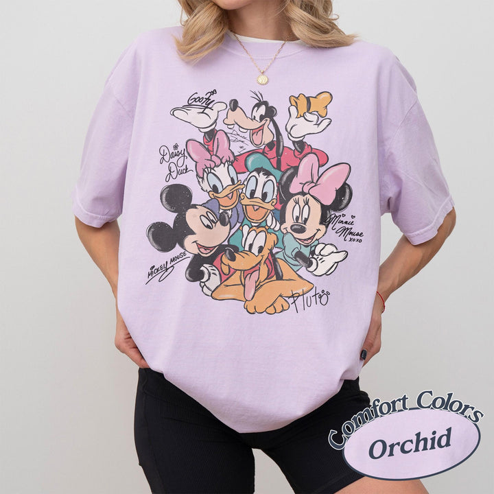 Retro Comfort Colors Mickey and Friends Signatures — Bella+Canvas Tee fan art by Snagva