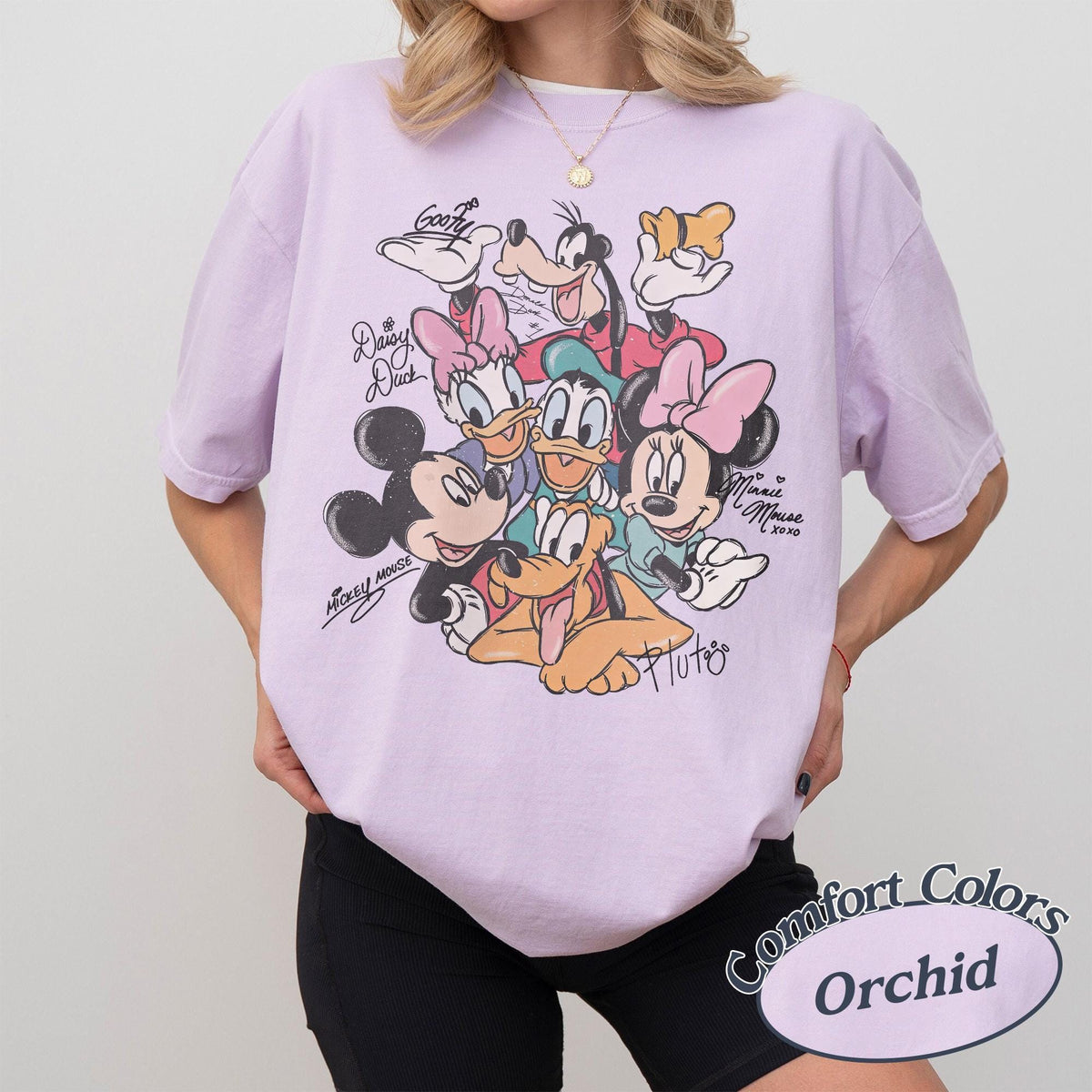 Retro Comfort Colors Mickey and Friends Signatures — Gildan Sweatshirt fan art by Snagva