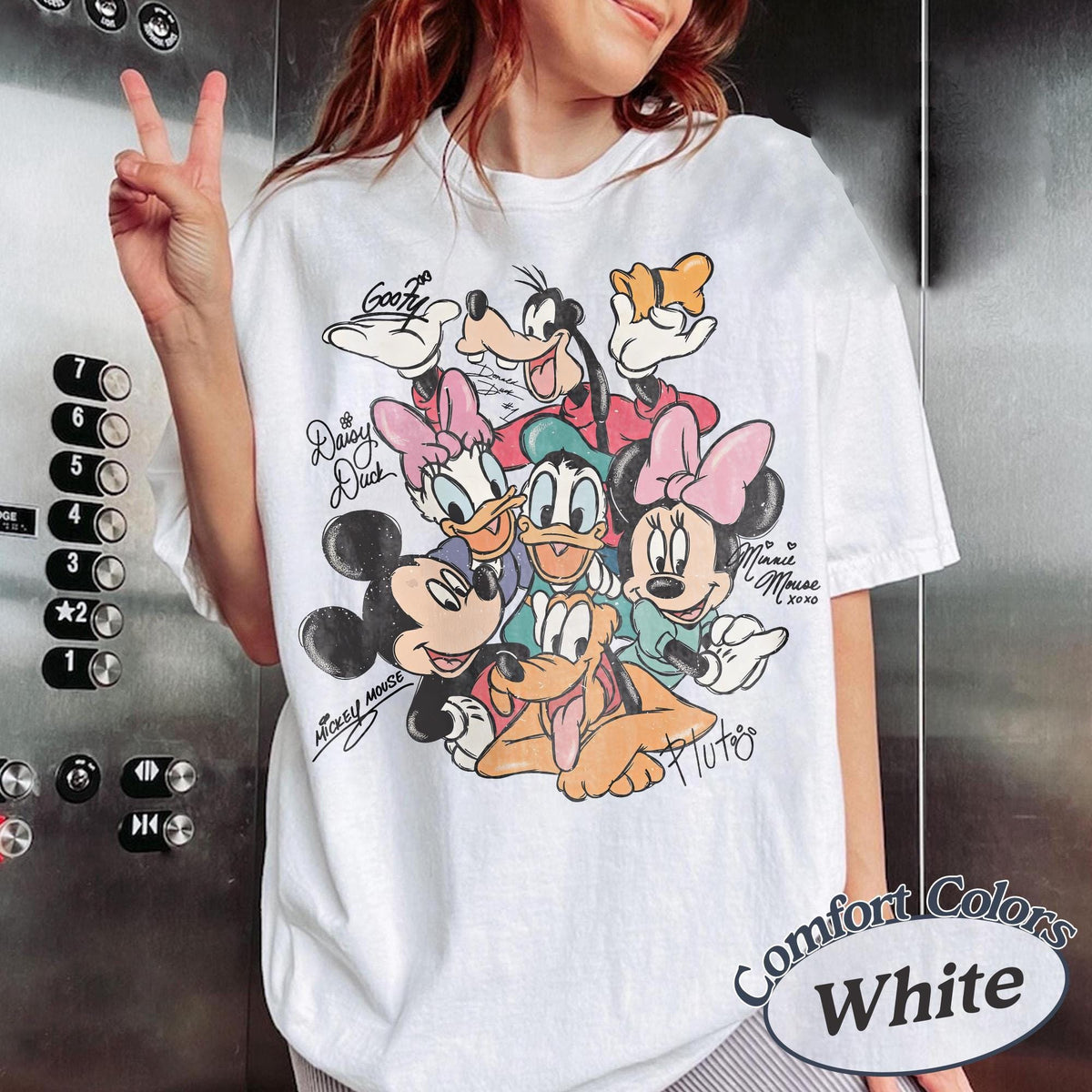 Retro Comfort Colors Mickey and Friends Signatures — Bella+Canvas Tee fan art by Snagva (2)