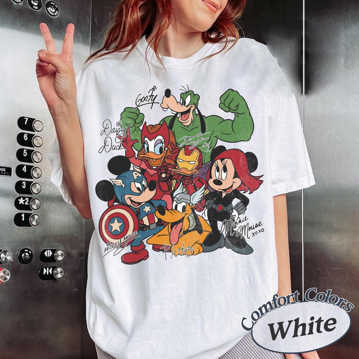 Retro Mickey and Friends Signatures Marvel Comfort Colors — Gildan Hoodie fan art by Snagva
