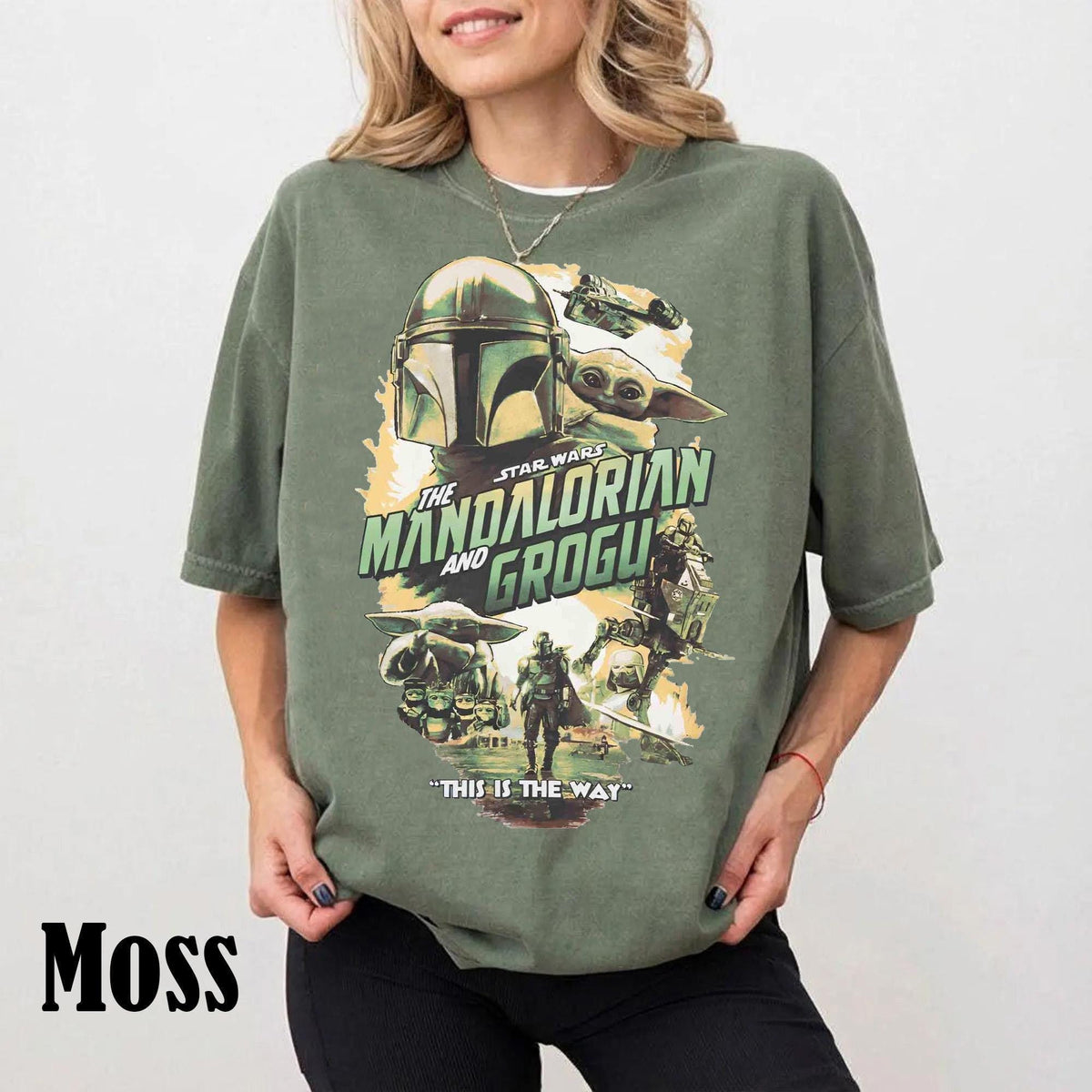 Retro Star Wars The Mandalorian And Grogu — Gildan Sweatshirt fan art by Snagva (3)