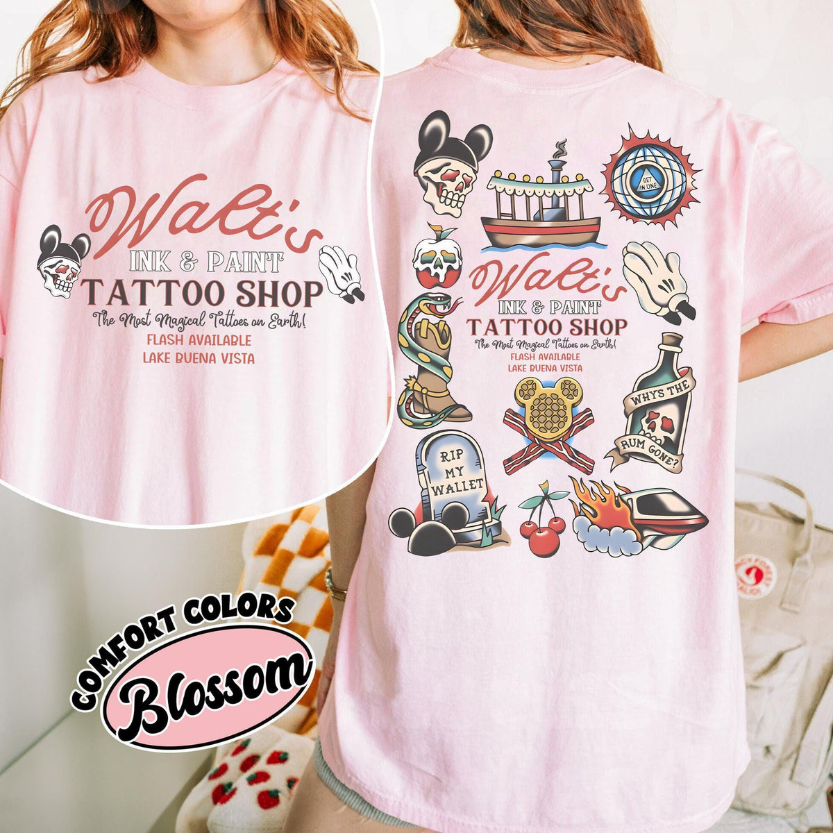 Retro Walt's Ink & Paint Tattoo Shop — Bella+Canvas Tee fan art by Snagva