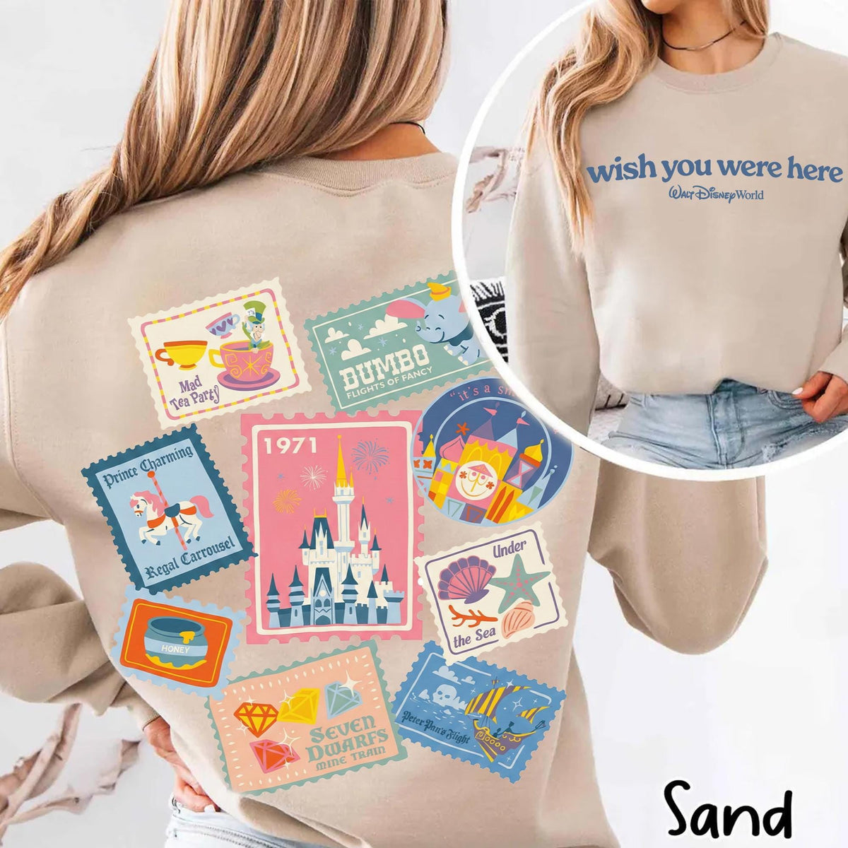 2-Sided Retro Walt Disney World Wish You Were Here — Bella+Canvas Tee fan art by Snagva (4)