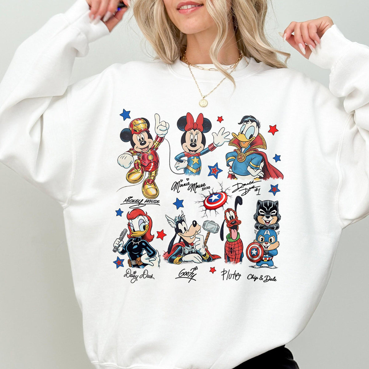 Disney Mickey & Friends Marvel Avengers Signatures — Gildan Hoodie fan art by Snagva
