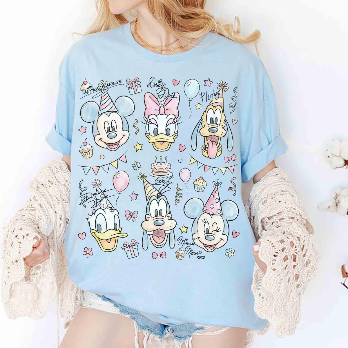 Watercolor Mickey Friends Birthday — Bella+Canvas Tee fan art by Snagva (2)