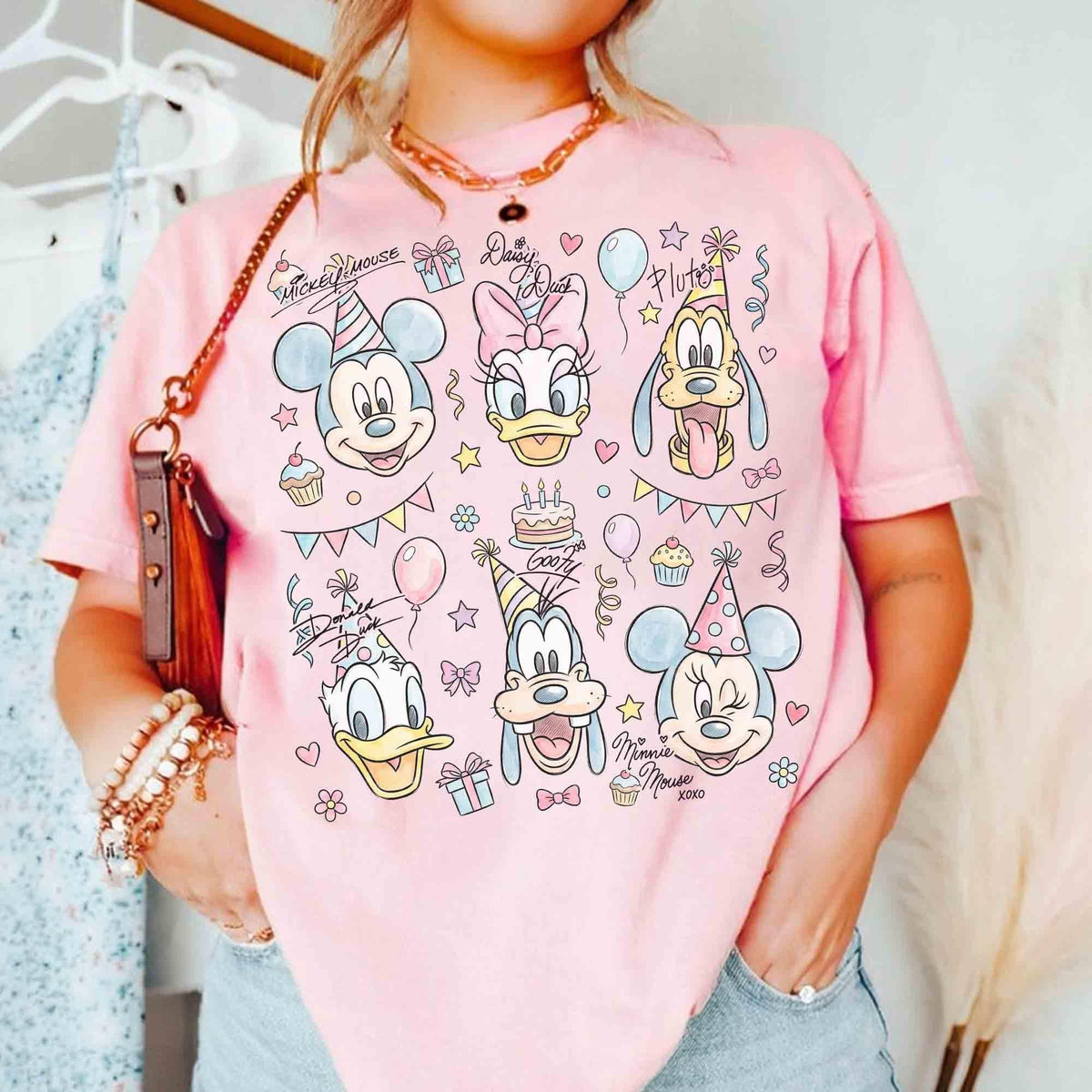 Watercolor Mickey Friends Birthday — Gildan Hoodie fan art by Snagva (3)