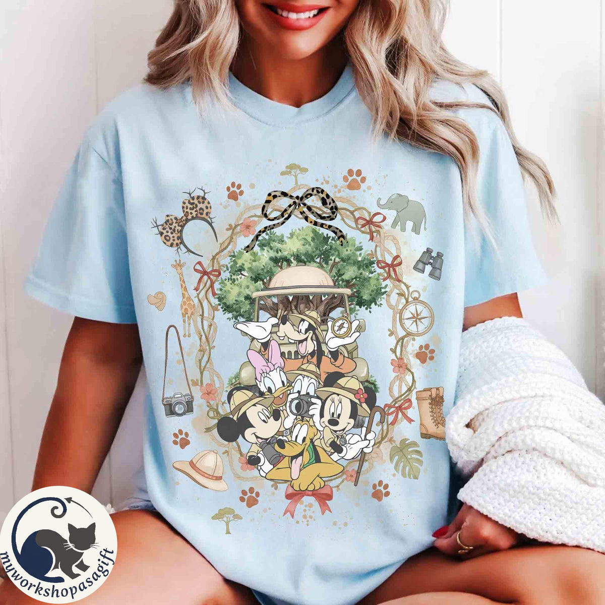 Coquette Bow Mickey & Friends Animal Kingdom — Bella+Canvas Tee fan art by Snagva