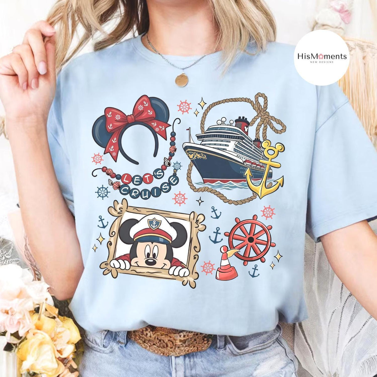 Retro Coquette Bow Disney Cruise — Gildan Sweatshirt fan art by Snagva (3)