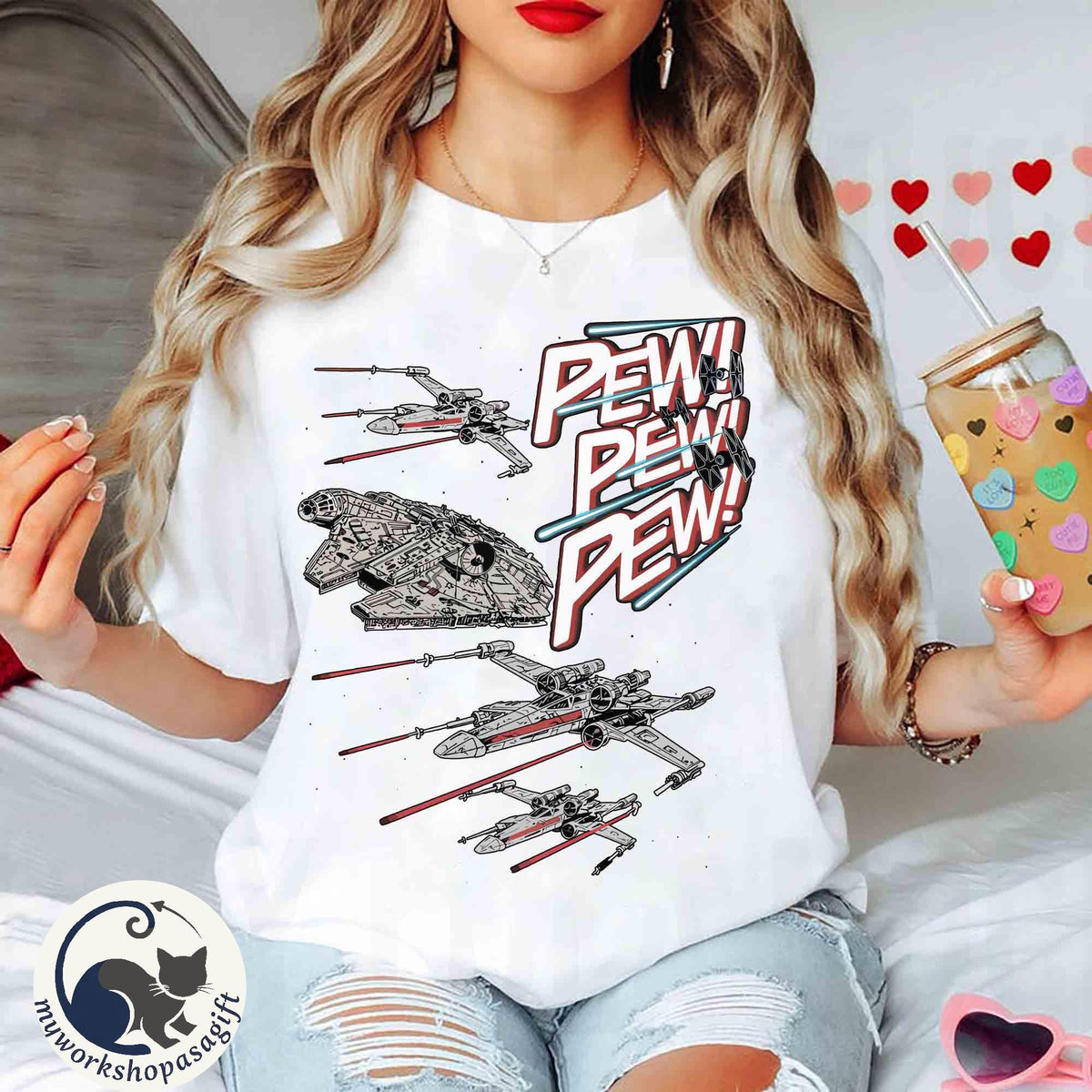 Retro Star Wars Starship Battle Pew Pew Pew — Bella+Canvas Tee fan art by Snagva (3)
