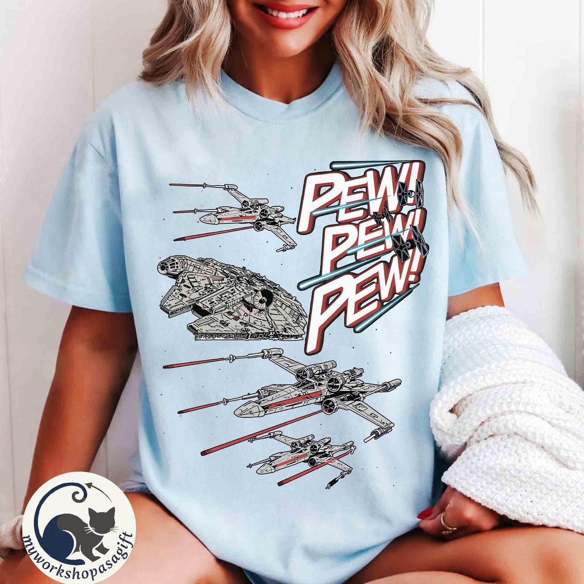 Retro Star Wars Starship Battle Pew Pew Pew — Gildan Sweatshirt fan art by Snagva (4)