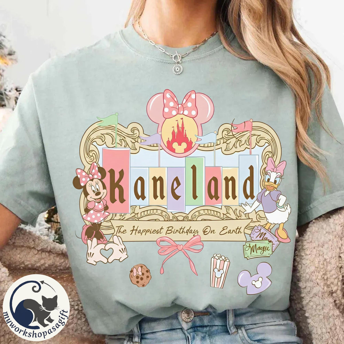 Personalized Minnie Daisy Happiest Birthday — Bella+Canvas Tee fan art by Snagva (4)